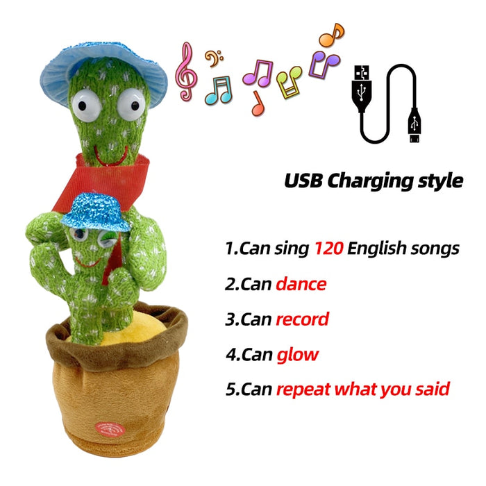 Dancing Cactus Toy Repeat Talking USB Charging Can Sing Record Cactus