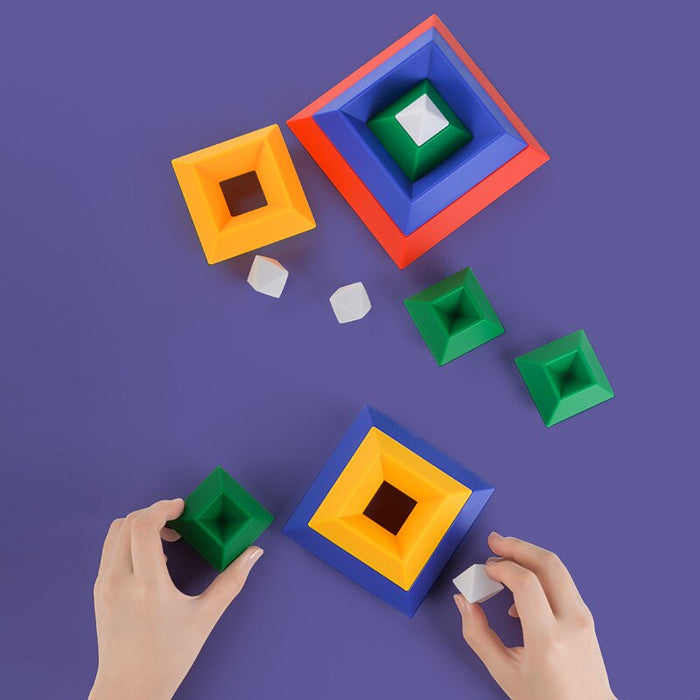 Kids Construction Set Pyramid Building Blocks Set 3D Geometry Space Game