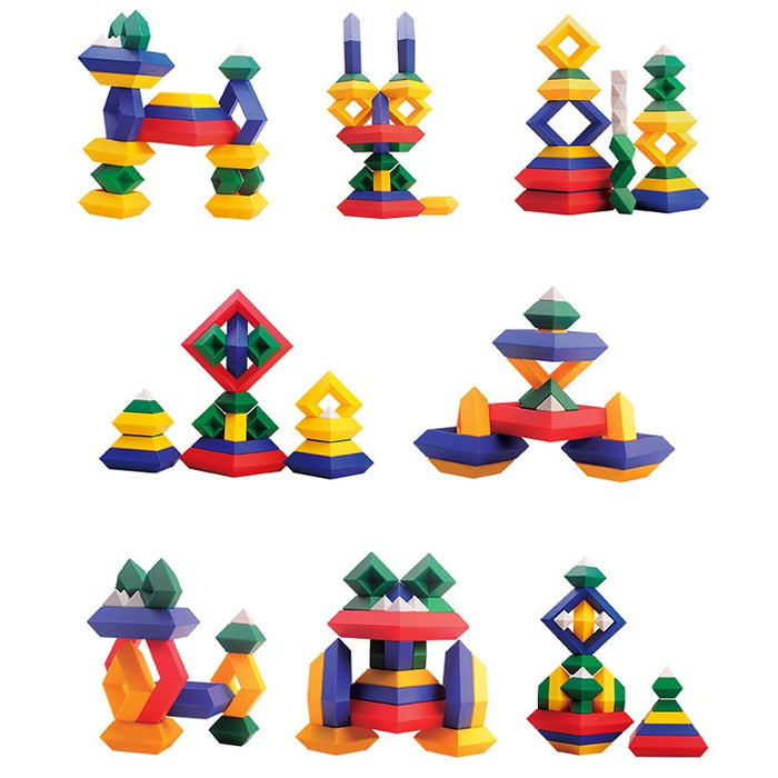 Kids Construction Set Pyramid Building Blocks Set 3D Geometry Space Game