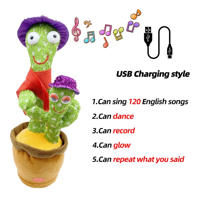 Dancing Cactus Toy Repeat Talking USB Charging Can Sing Record Cactus