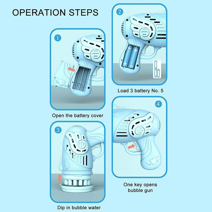 Bubble Gun Electric Automatic Soap Rocket Bubbles Machine Kids Portable