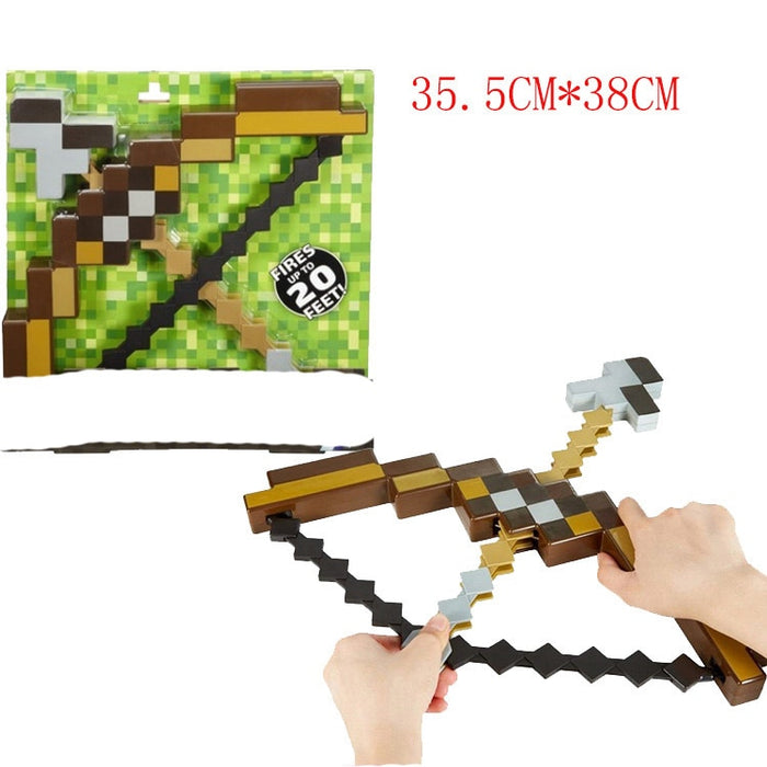 Game Minecraft Steve and Alex EVA Mosaic Diamond Transform form Sword to Pickaxe Axe Toy
