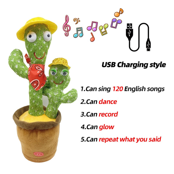 Dancing Cactus Toy Repeat Talking USB Charging Can Sing Record Cactus
