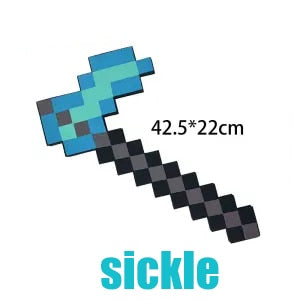 Game Minecraft Steve and Alex EVA Mosaic Diamond Transform form Sword to Pickaxe Axe Toy