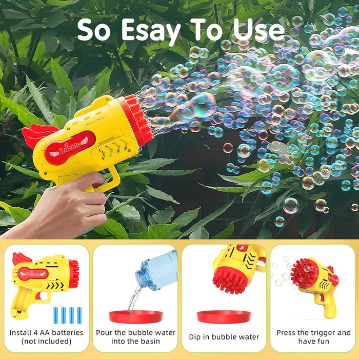 Bubble Gun Electric Automatic Soap Rocket Bubbles Machine Kids Portable