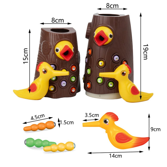 Toddler Toy Magnetic Woodpecker Catching Worms and Feeding Game Toys Set