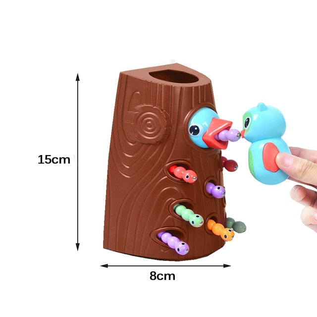 Toddler Toy Magnetic Woodpecker Catching Worms and Feeding Game Toys Set
