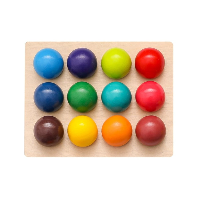 Wooden Montessori Toys for Kids Early Education Preschool Toy Rainbow Ball Matching