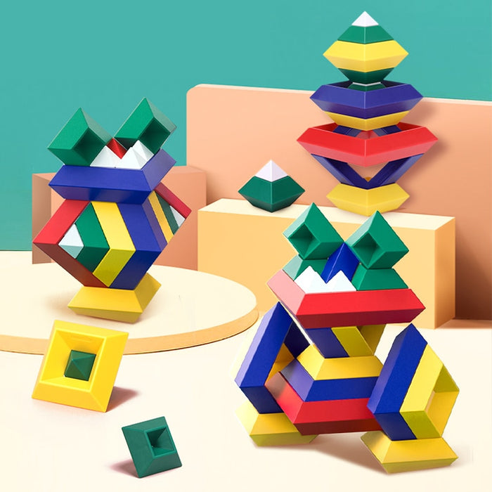 Kids Construction Set Pyramid Building Blocks Set 3D Geometry Space Game